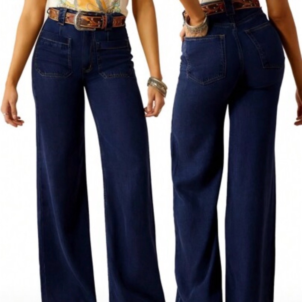 SHEIN Women’s Dark Blue High Waisted Flare Leg Jeans